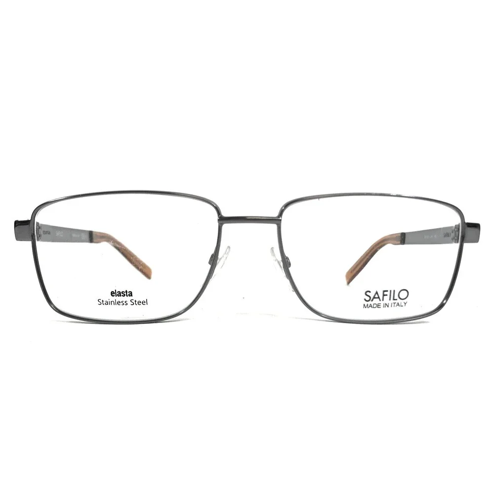 Safilo Elasta Eyeglasses Frames SA1031 LN4 Gunmetal Rectangle Wire Rim 57-17-140